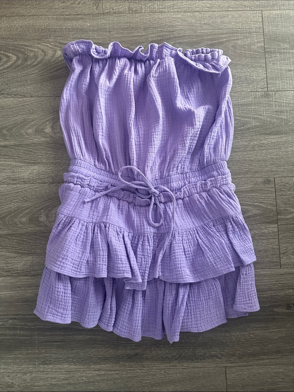 Strapless purple gameday romper